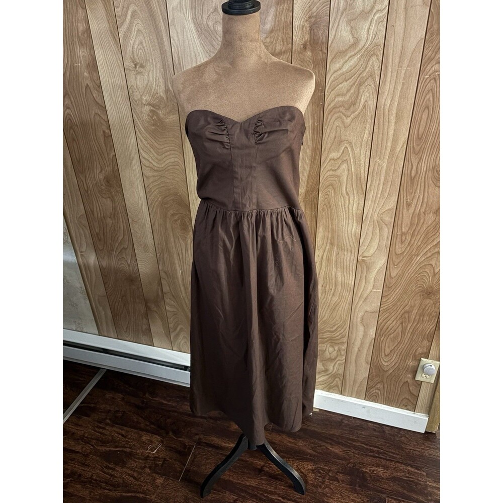 Reformation Buckley‎ strapless midi dress in brown organic cotton Size 8